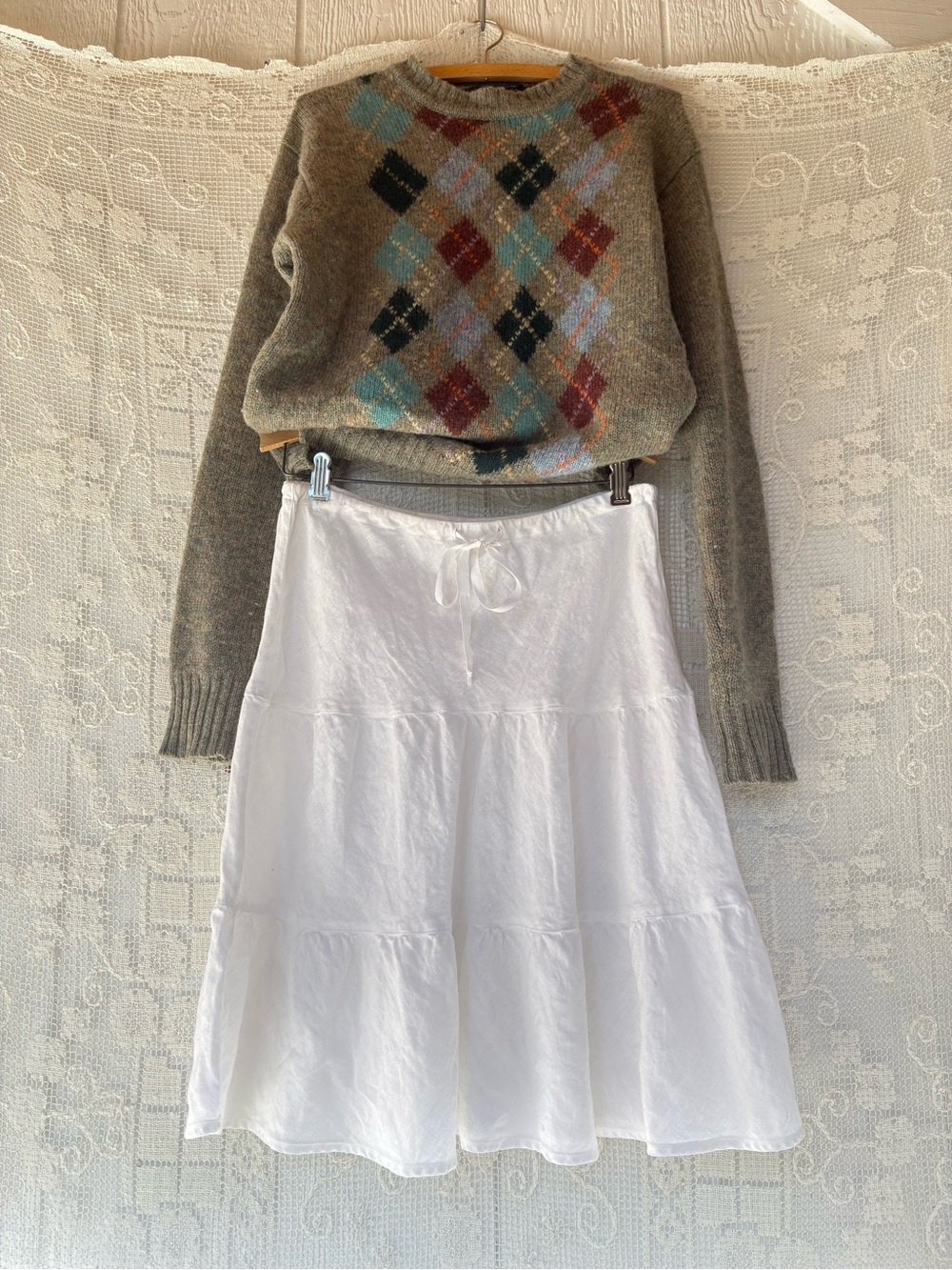 White Linen Tiered Skirt